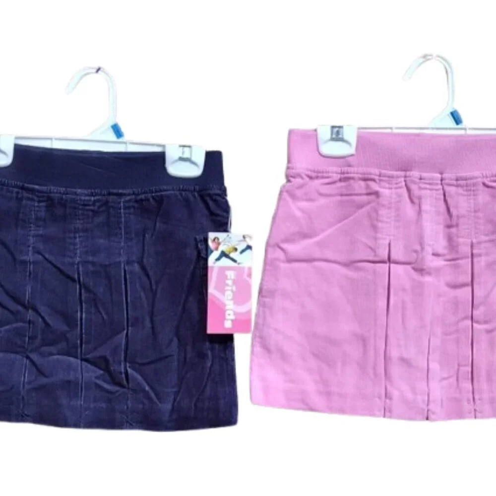 2 Just Friends Girl Corduroy 100% Cotton Y2K Skirts Pink and Navy Size 6 NWTs